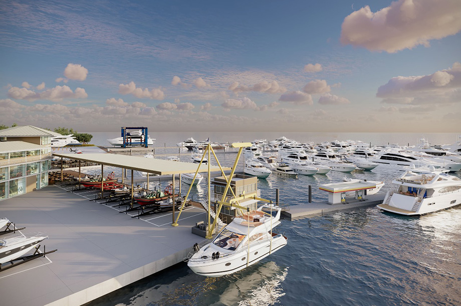 Vista da feira de barcos seminovos em Angra